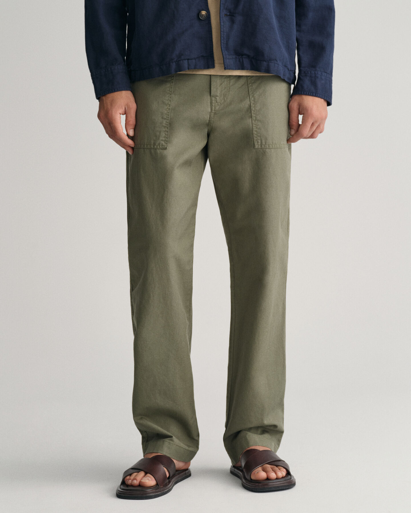 Chino in misto cotone-lino regular fit