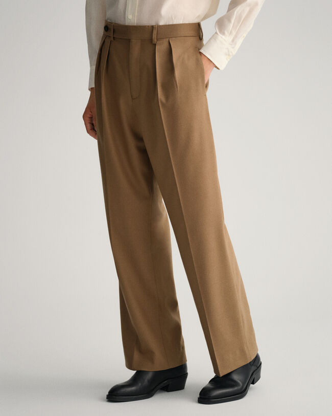 Pantaloni da abito in flanella gamba larga