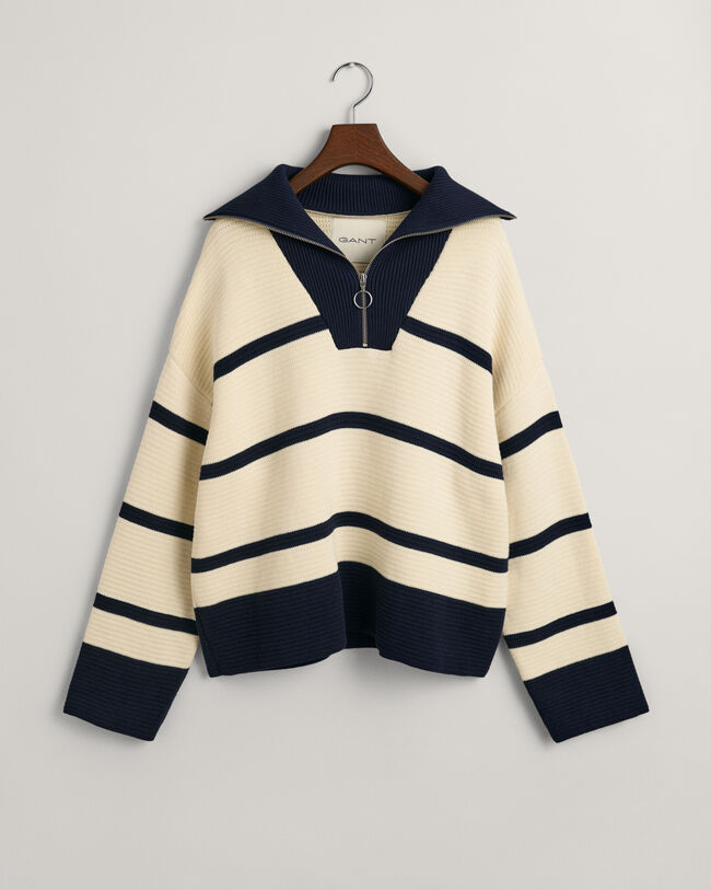 Maglia a righe Breton con zip corta