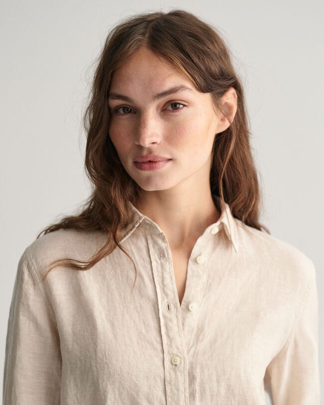 Camicia di lino a quadri in chambray regular fit