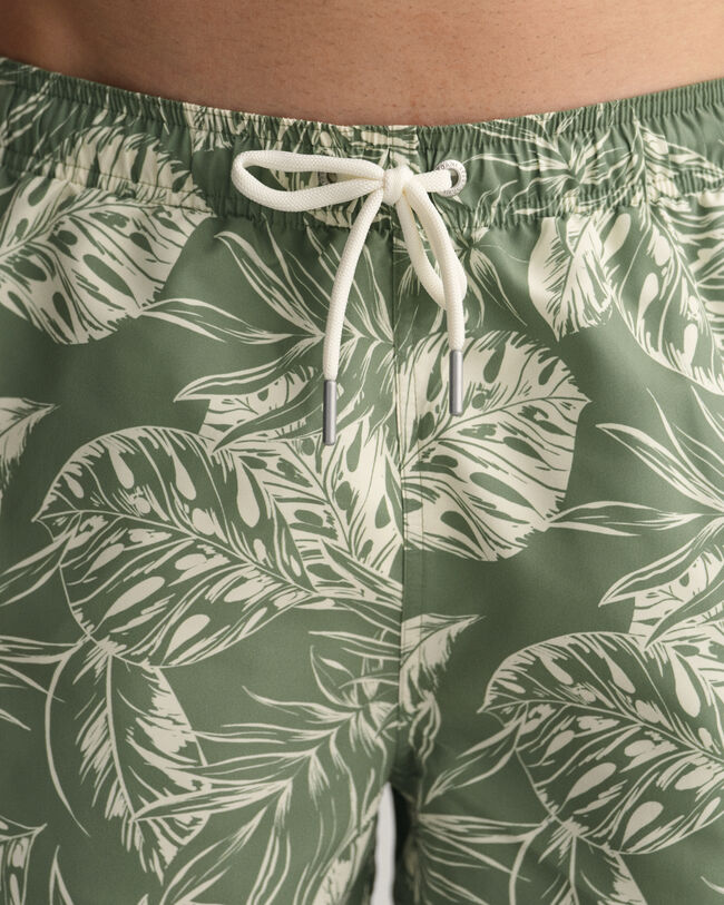 Pantaloncini da bagno con stampa Tropical Leaves Classic Fit