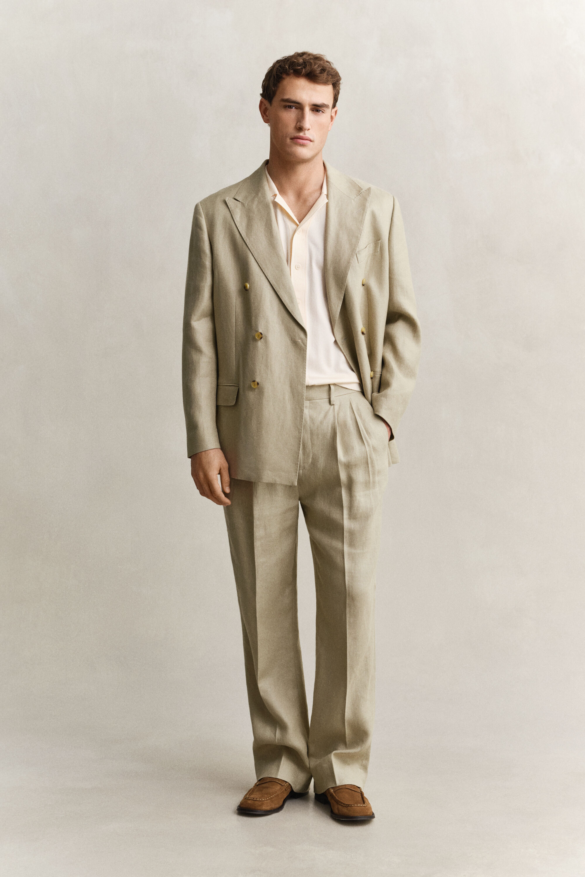 Pantaloni da abito in misto lino