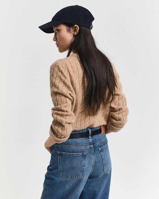 Maglia girocollo in cashmere a trecce