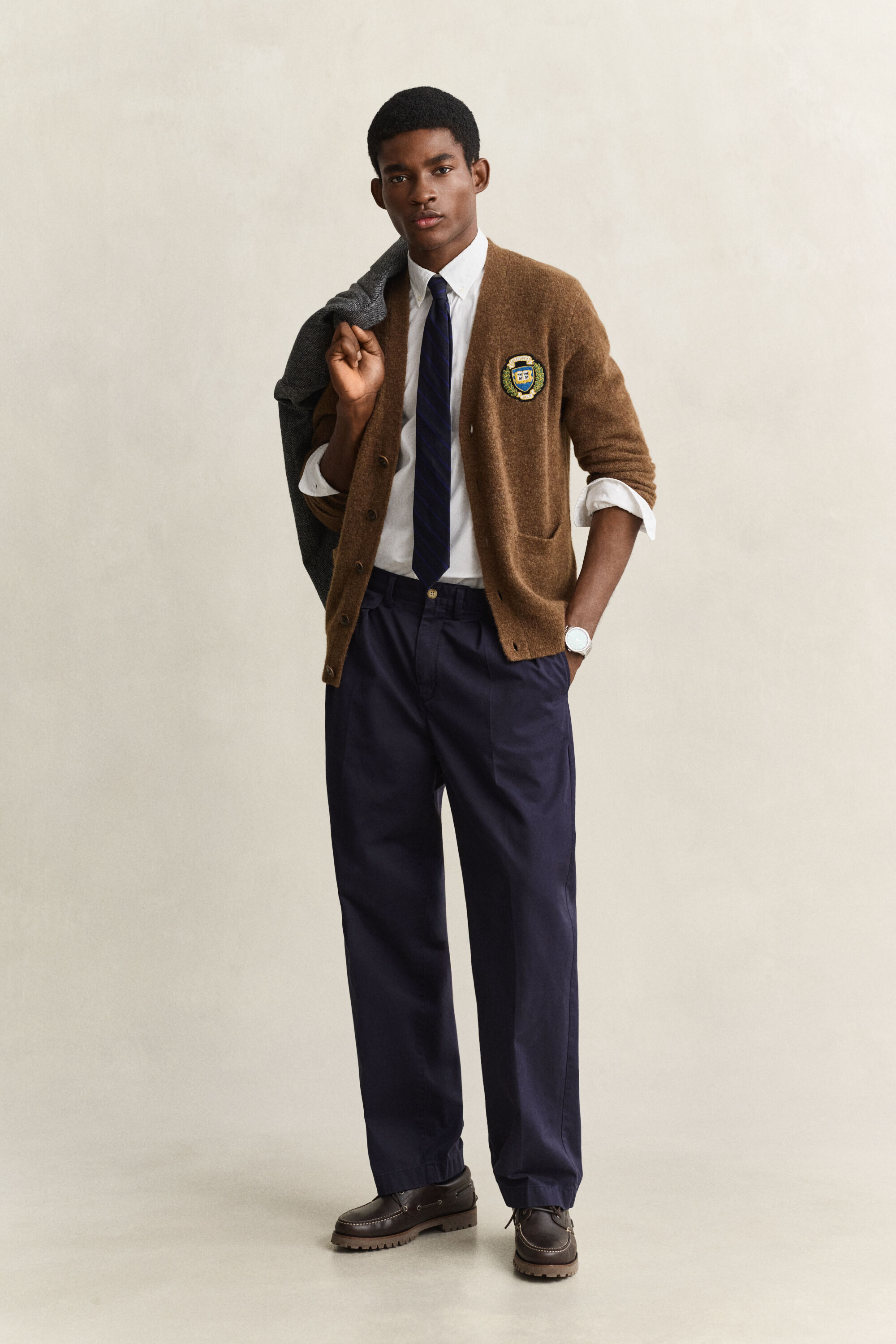 Cardigan Gant x Yale in morbida lana pettinata