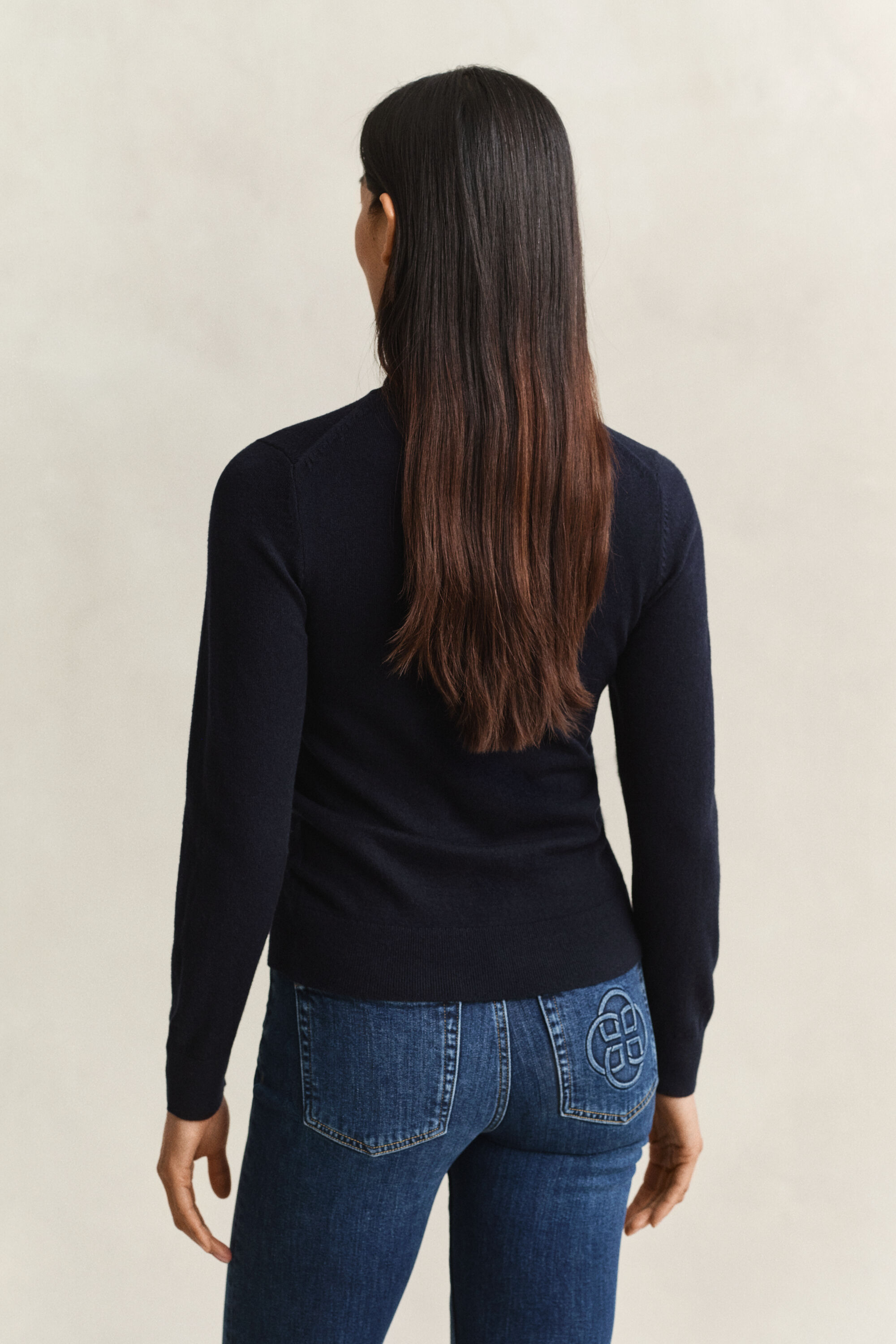 Maglia con collo alto in lana e cotone