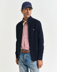 Cardigan con zip in cotone testurizzato