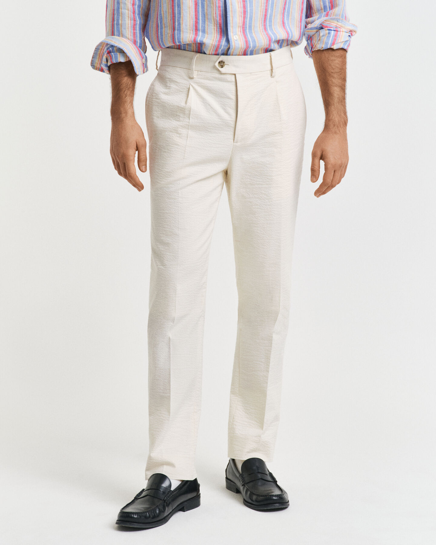 Pantaloni da abito in seersucker affusolati slim fit