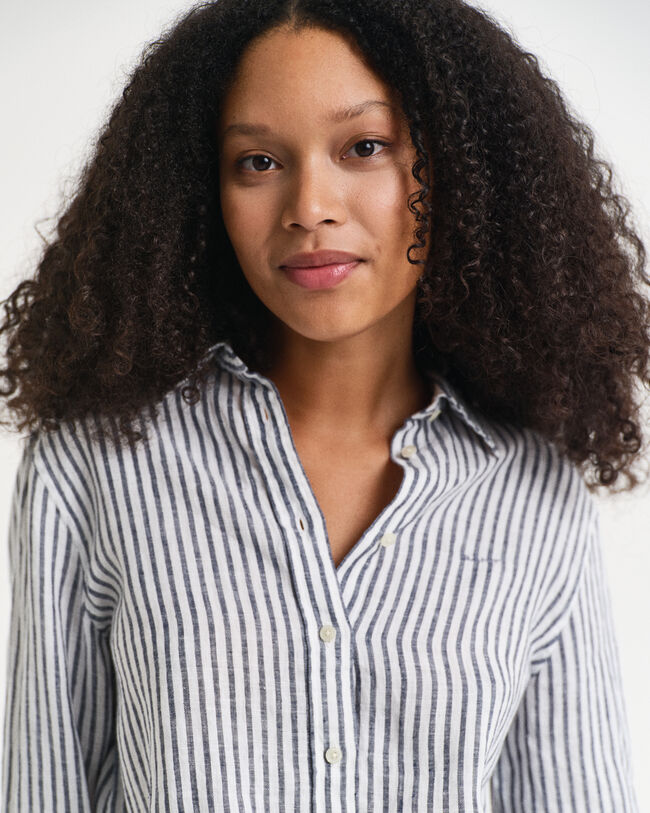 Camicia di lino a righe regular fit