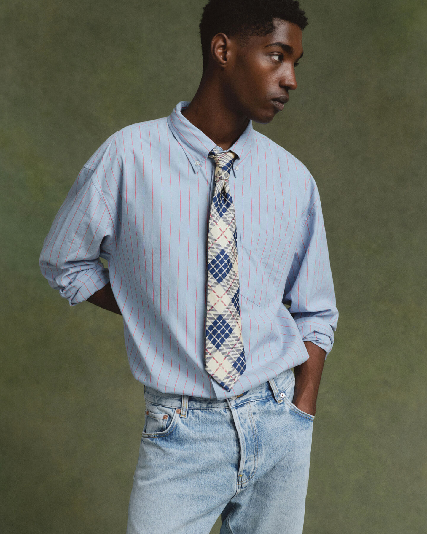 Cravatta in seta stampa a quadri