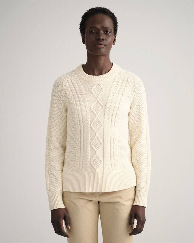 Maglia girocollo a trecce