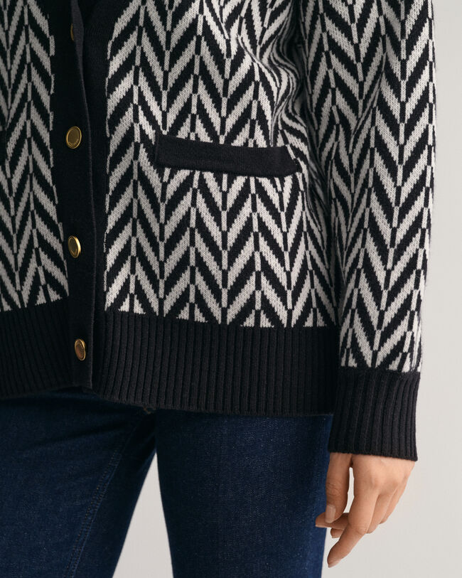 Cardigan con motivo a spina di pesce multicolore