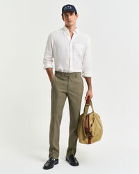 Pantaloni da abito in misto lino-cotone slim fit