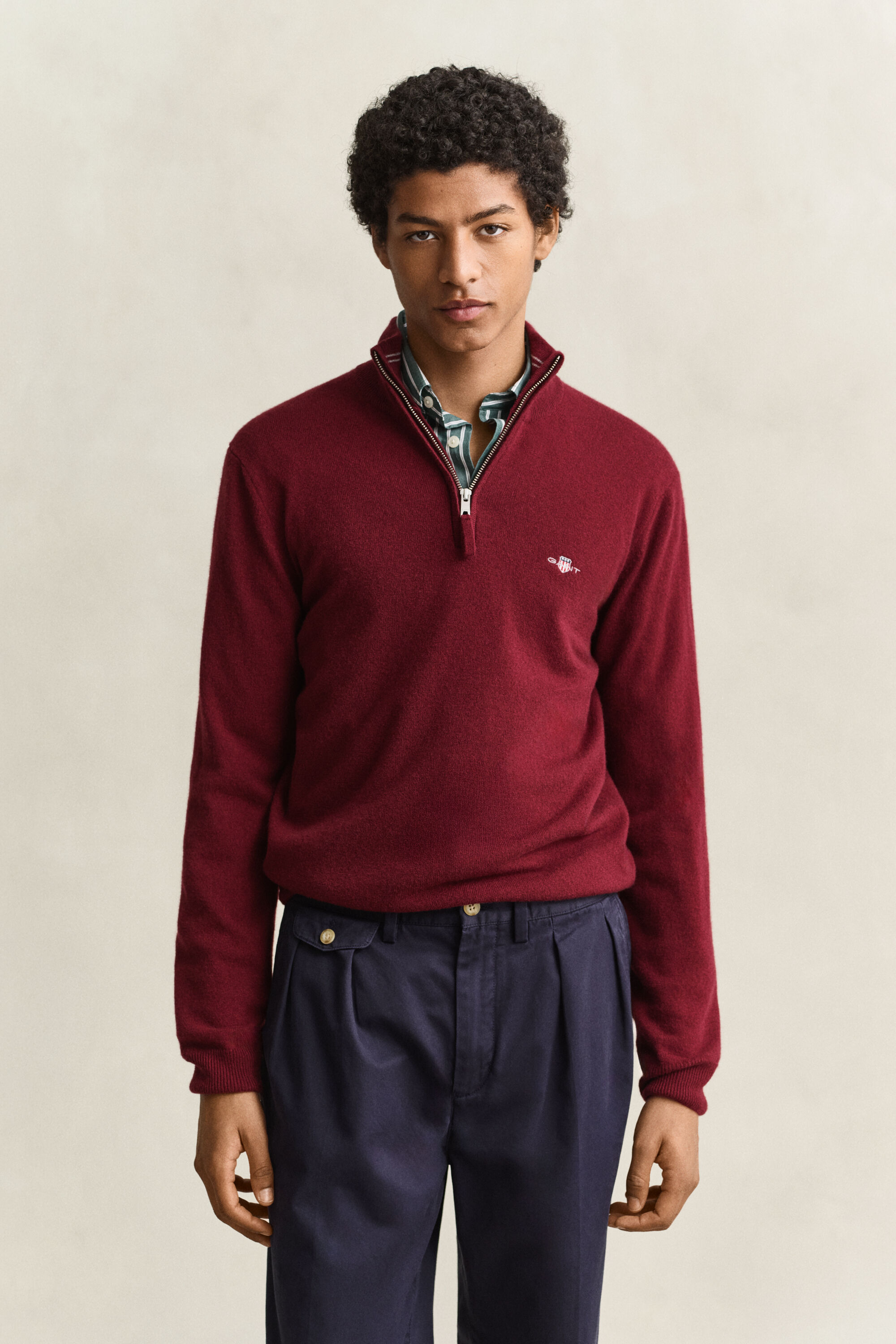 Maglia in lana d’agnello con zip corta