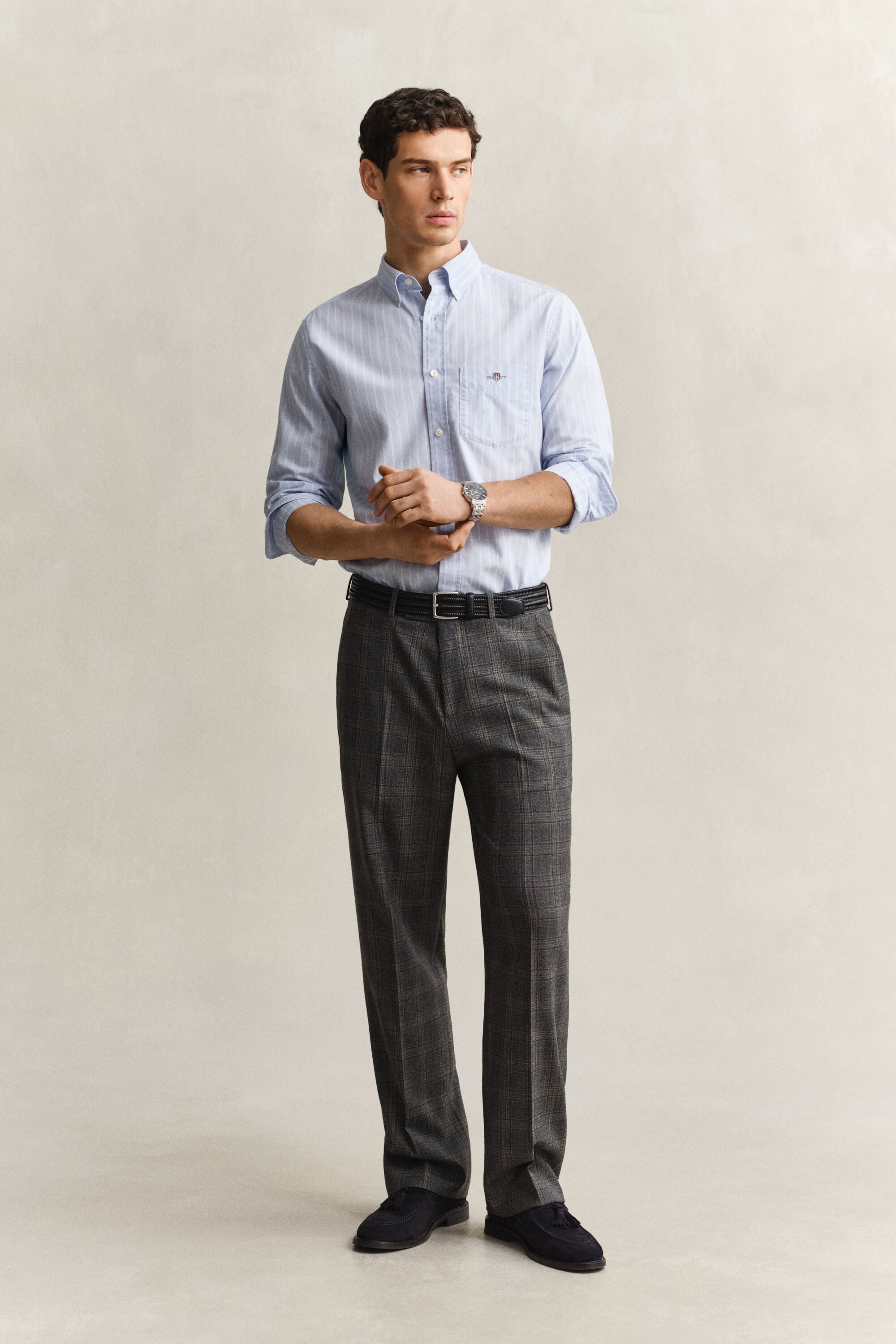 Camicia classica in popeline a righe