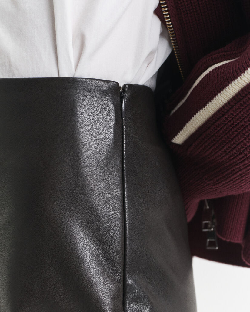 Gonna midi longuette in pelle