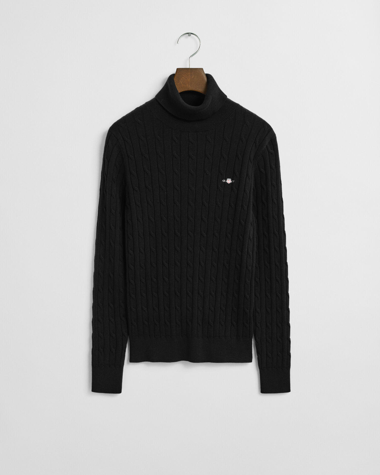 Maglia a collo alto in cotone elasticizzato a trecce