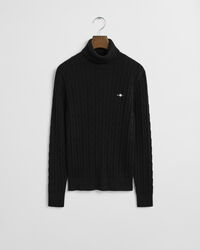 Maglia a collo alto in cotone elasticizzato a trecce