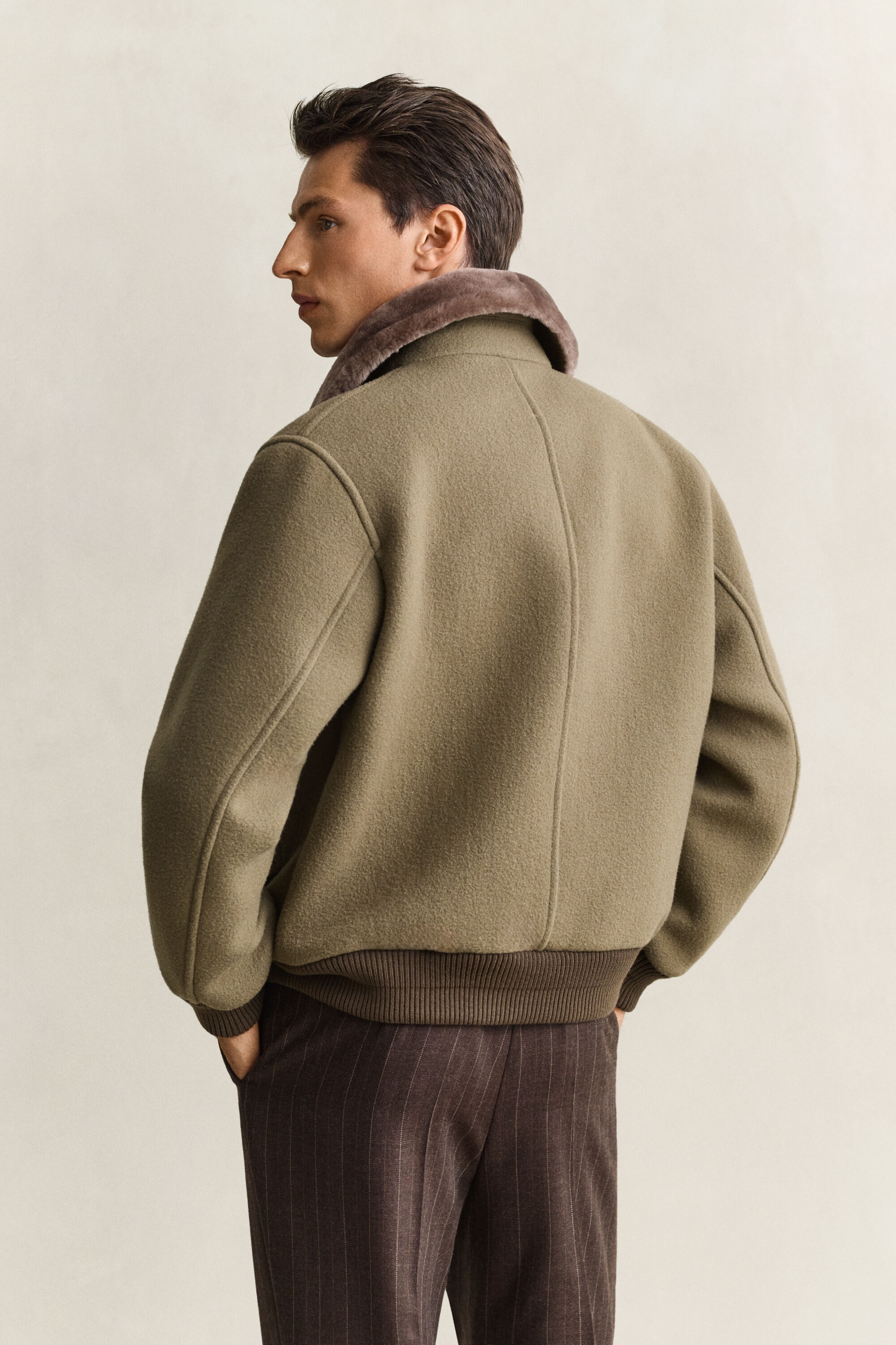 Giacca Aviator in lana e shearling