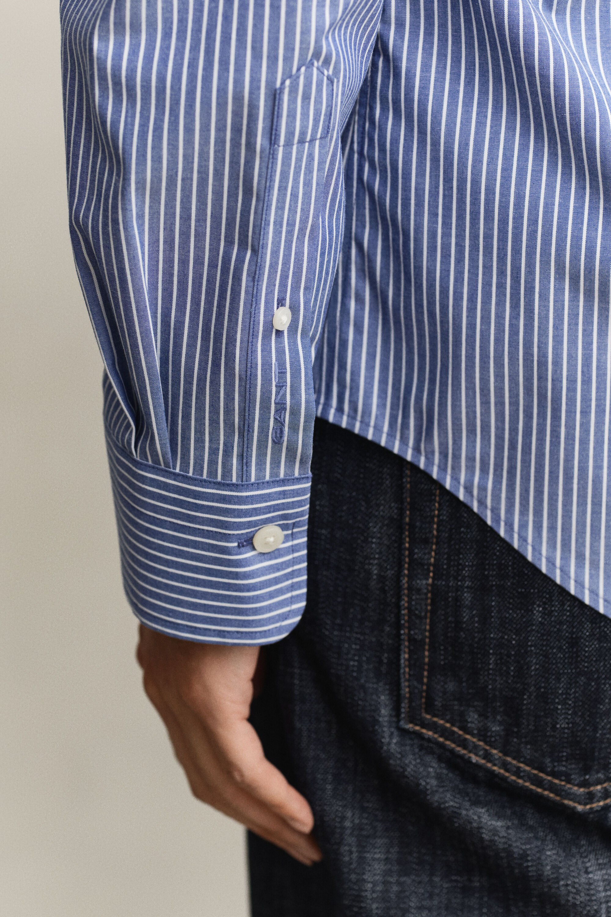 Camicia a righe in popeline elasticizzato