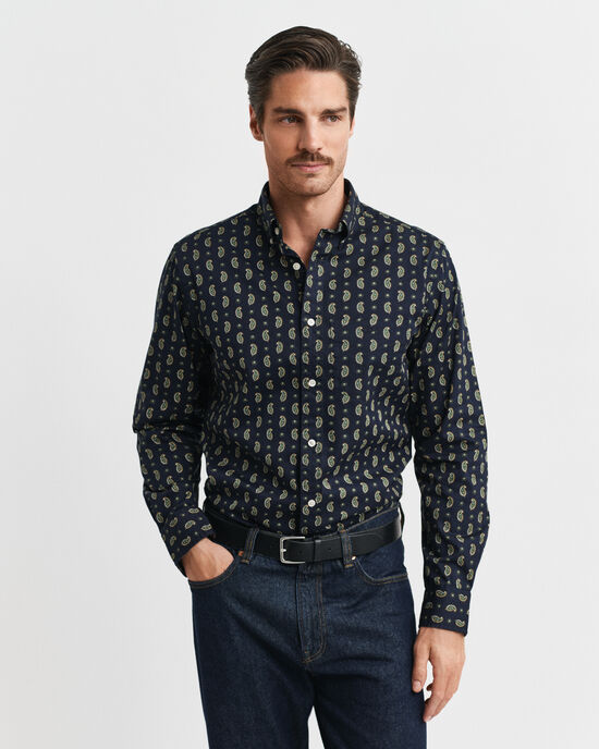 Camicia in twill con stampa di motivo cachemire regular fit