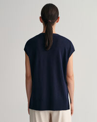 Smanicato con scollo a V in misto lino