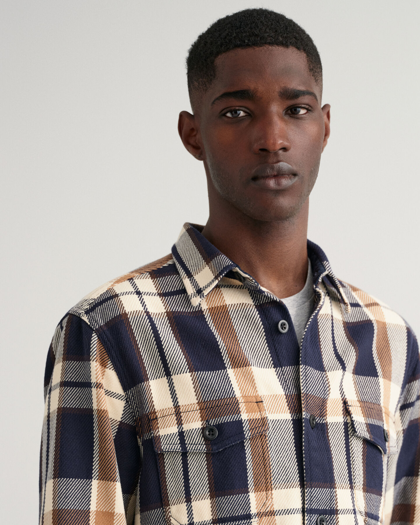 Camicia giacca in twill pesante a quadri