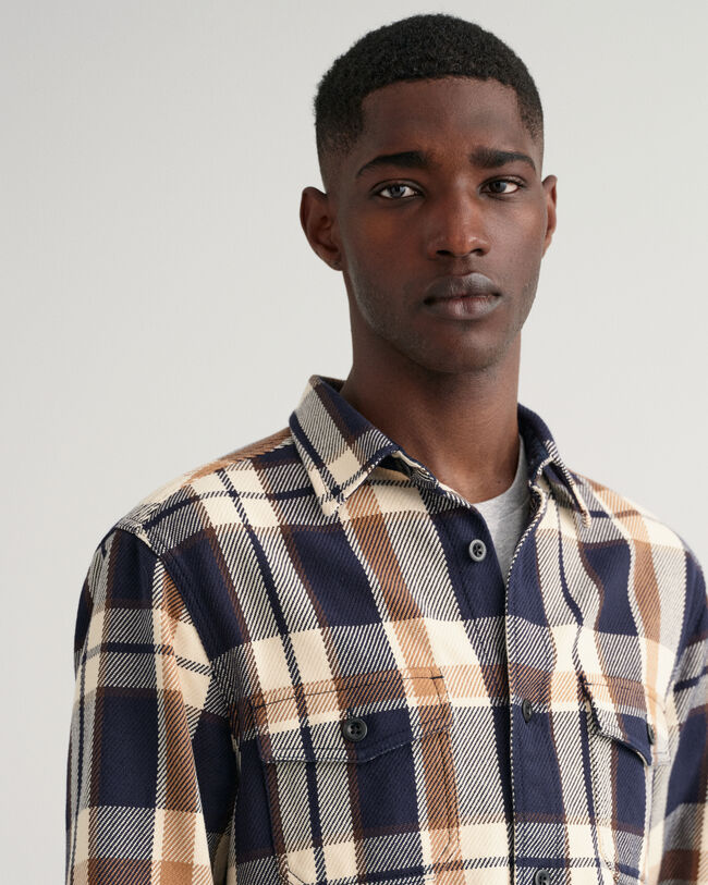 Camicia giacca in twill pesante a quadri