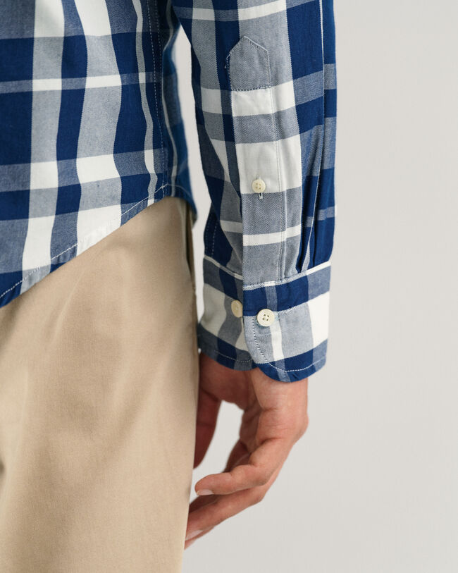 Camicia indaco in twill a scacchi regular fit