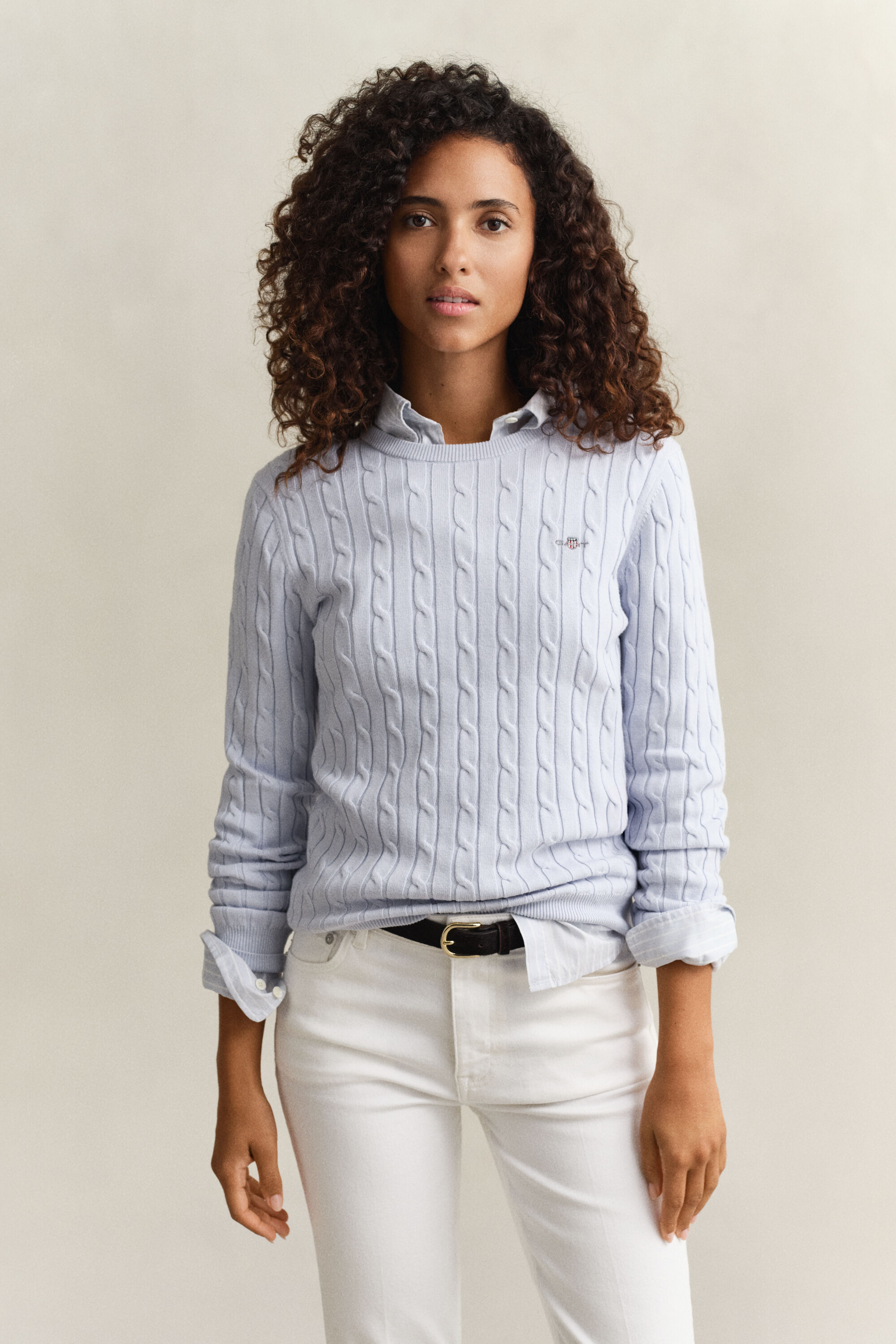 Maglia girocollo a trecce