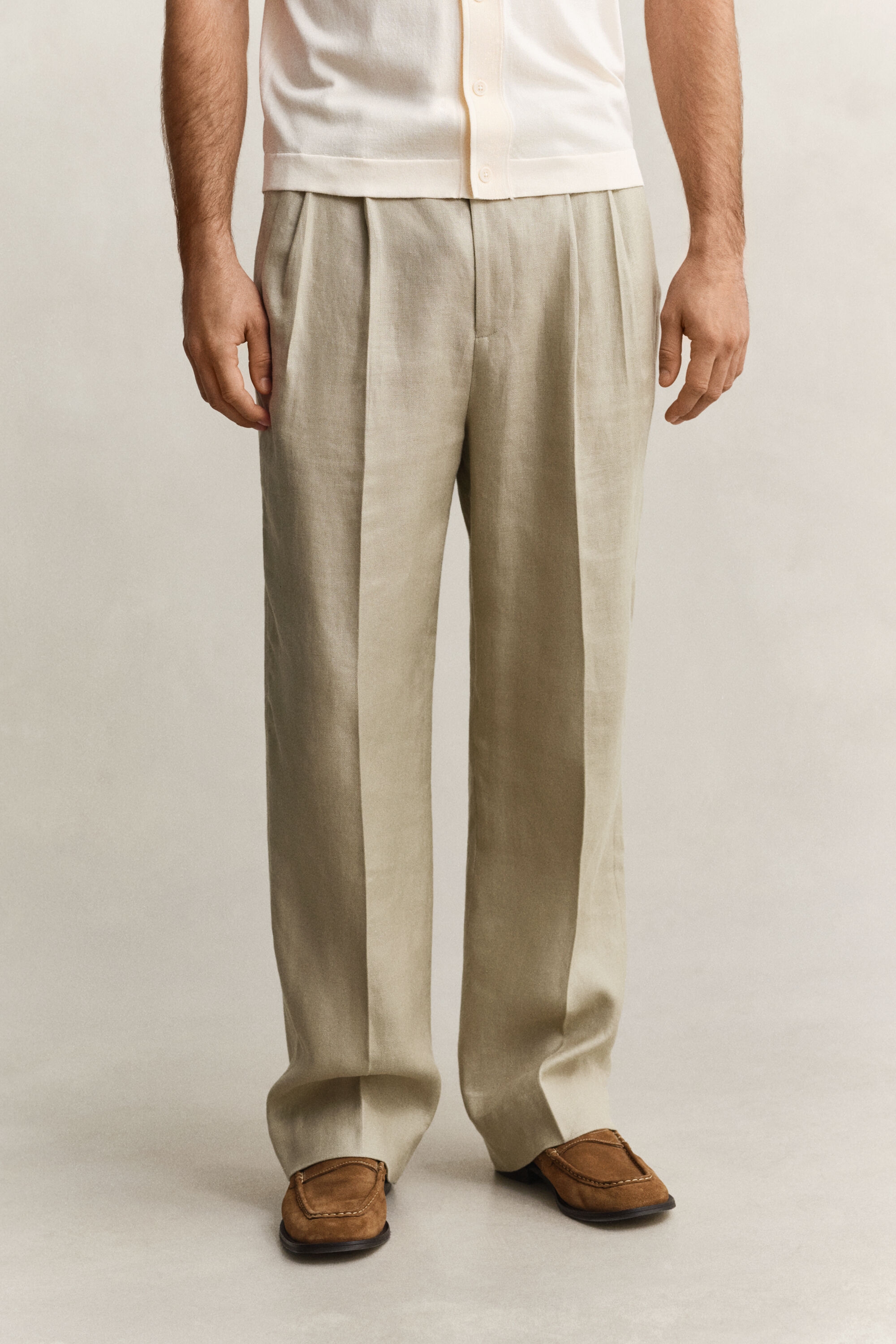 Pantaloni da abito in misto lino