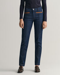 Jeans con dettagli in pelle slim fit