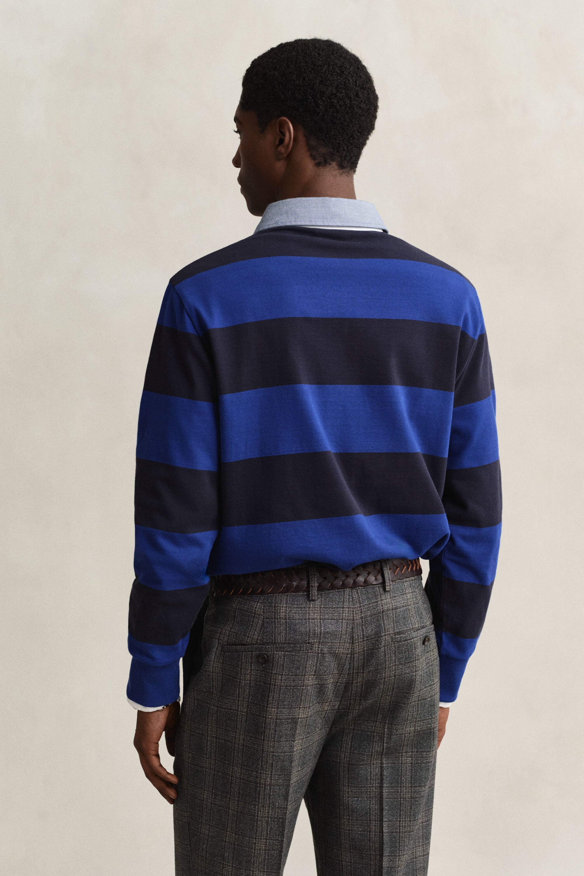 Heavy Rugger a righe con colletto in chambray