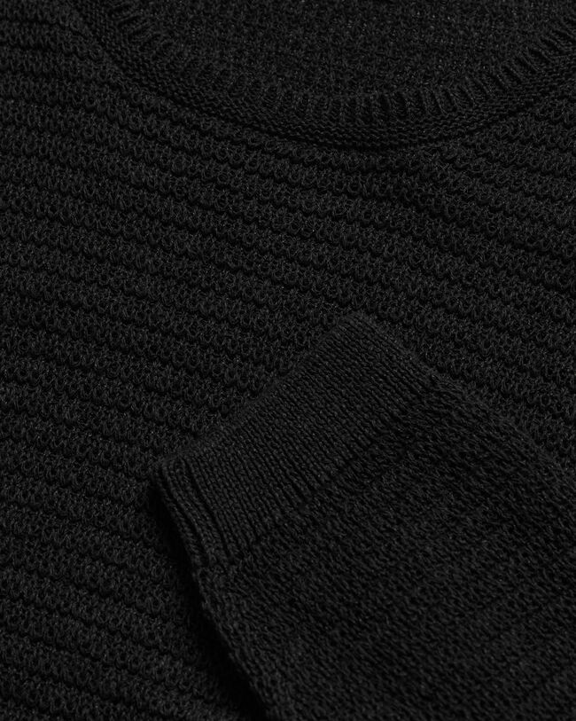 Maglia girocollo testurizzata in misto cotone-lino