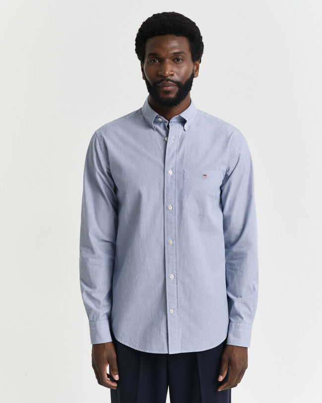 Camicia a pois in dobby a righe regular fit