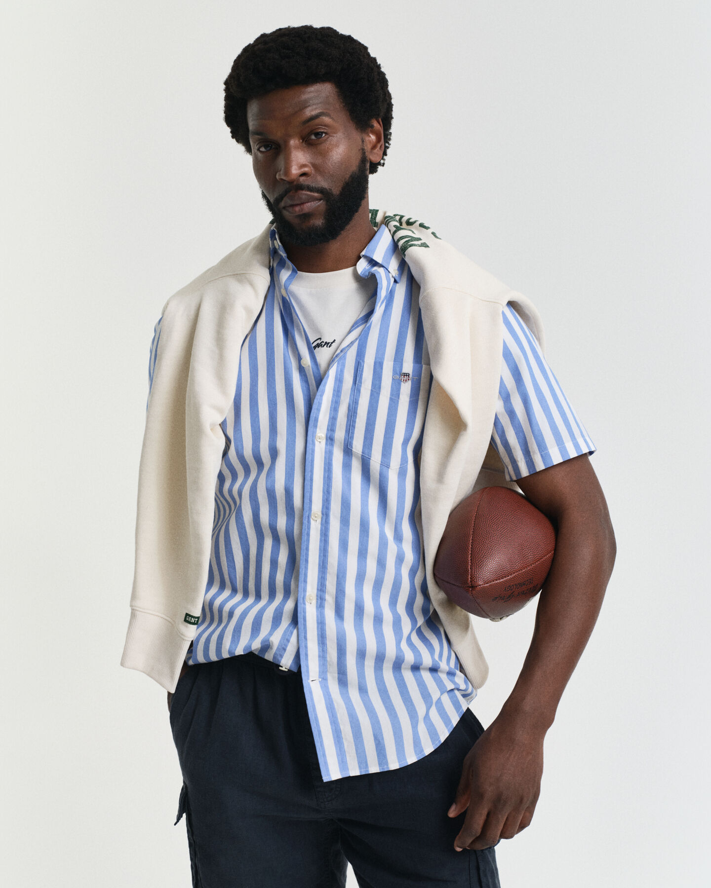 Camicia classica a maniche corte a righe in popeline regular fit