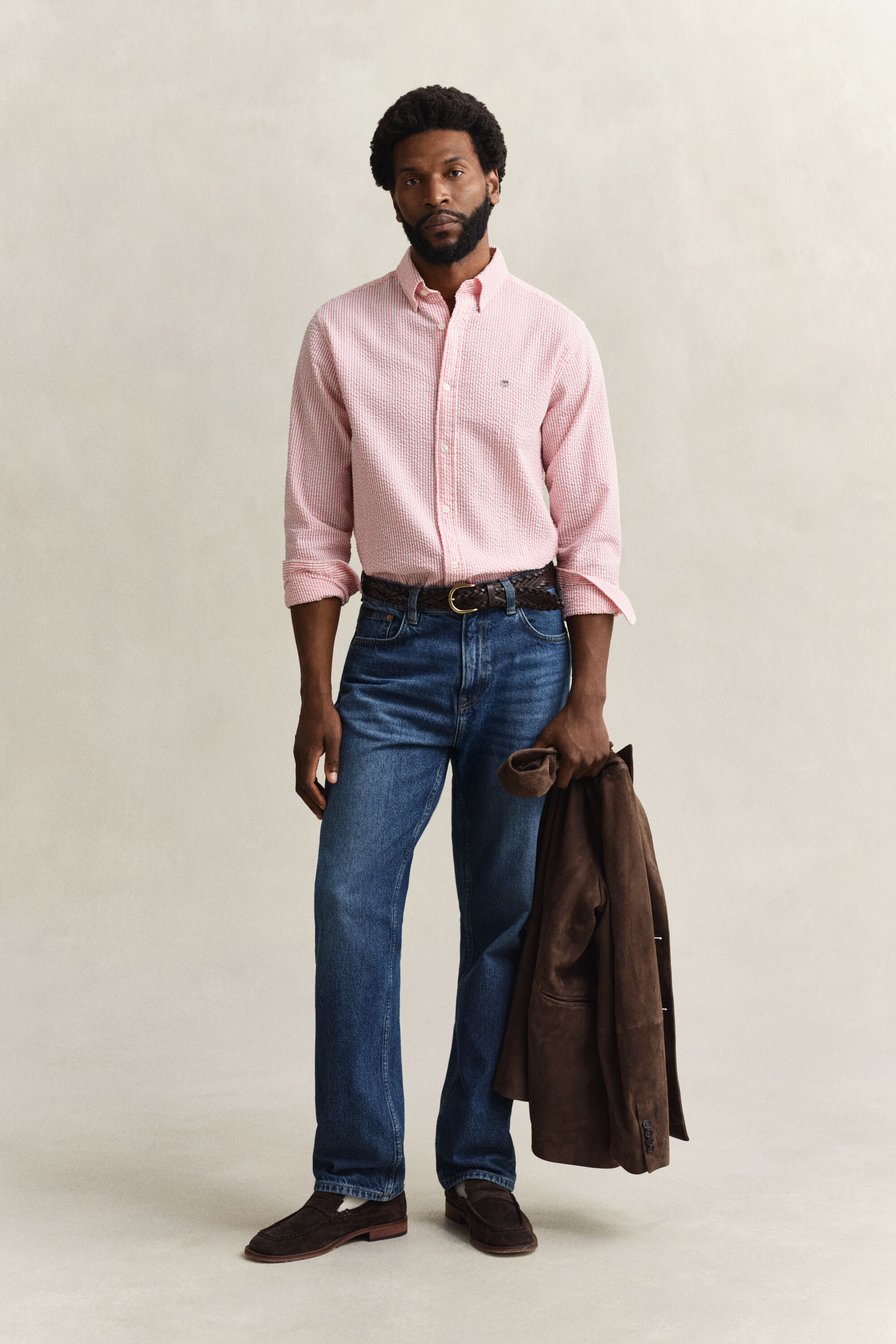 Camicia seersucker a righe regular fit