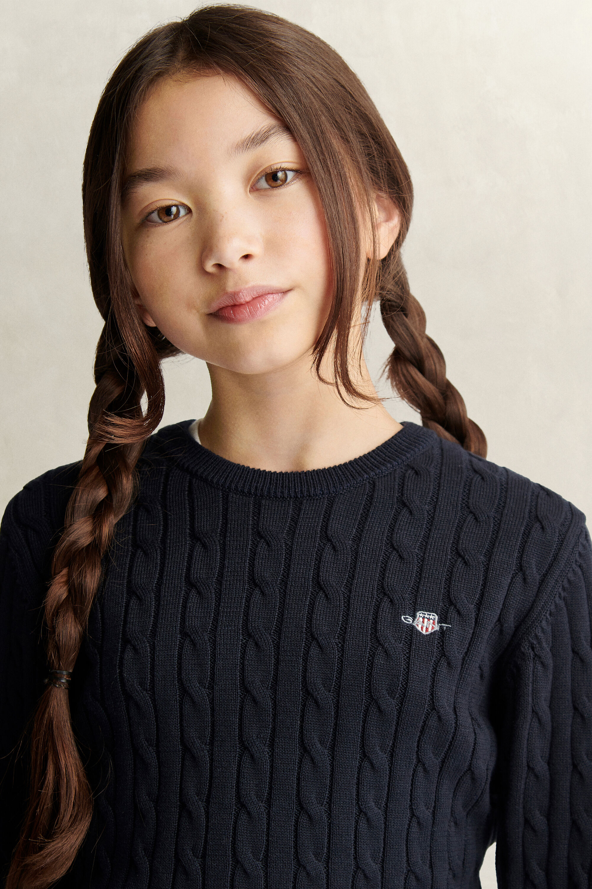 Maglia lavorata in cotone a trecce Shield Teen Girls