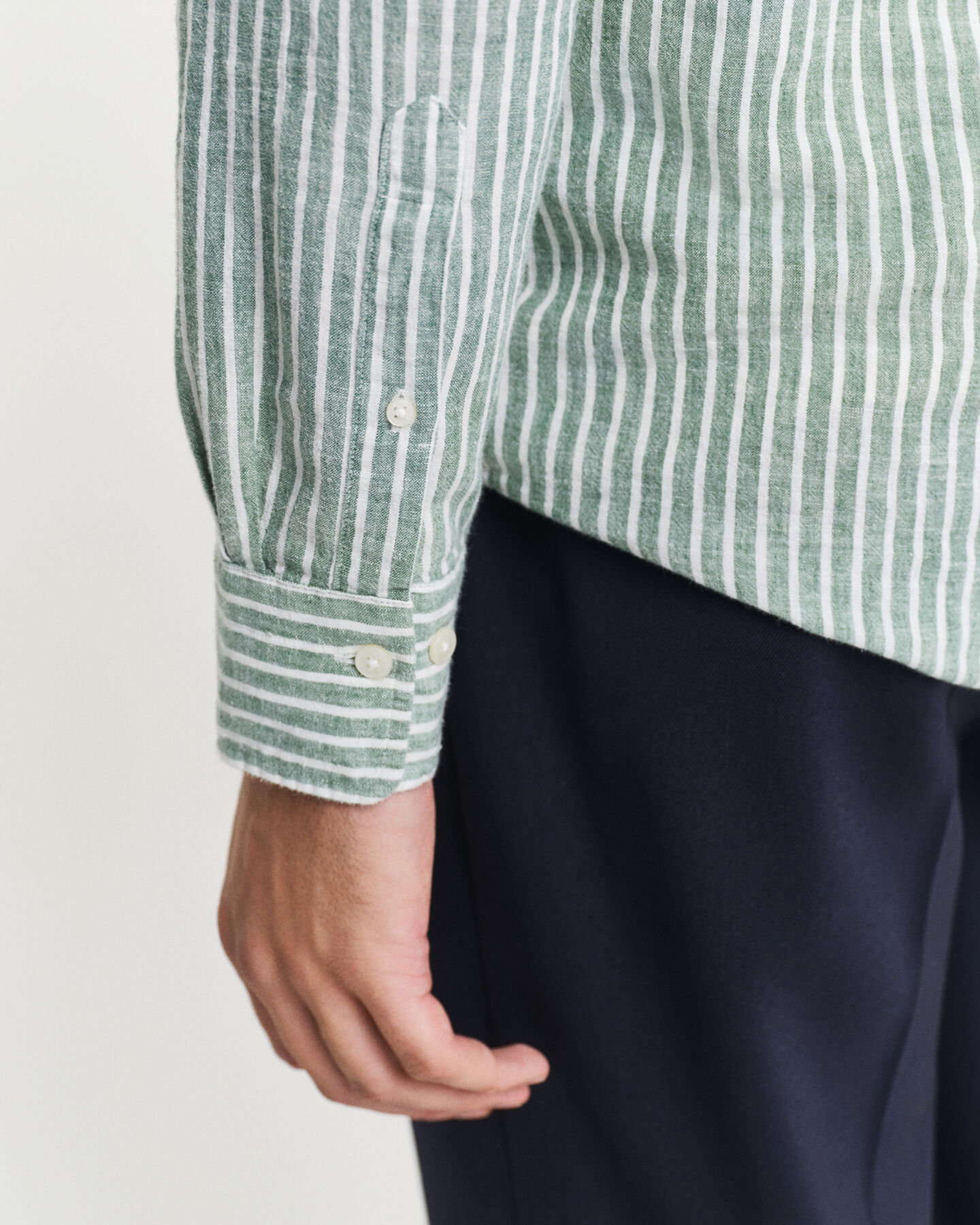 Camicia in misto cotone-lino a righe regular fit