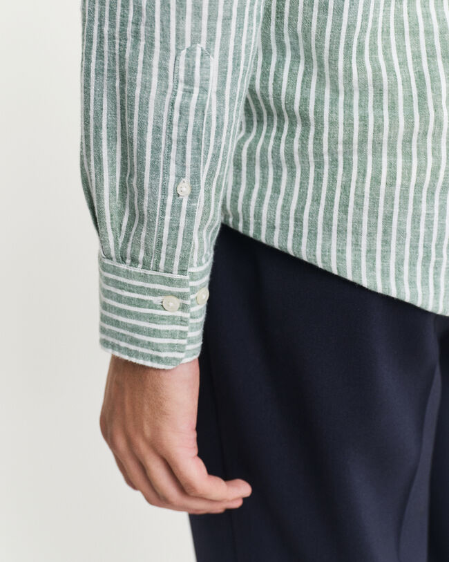 Camicia in misto cotone-lino a righe regular fit