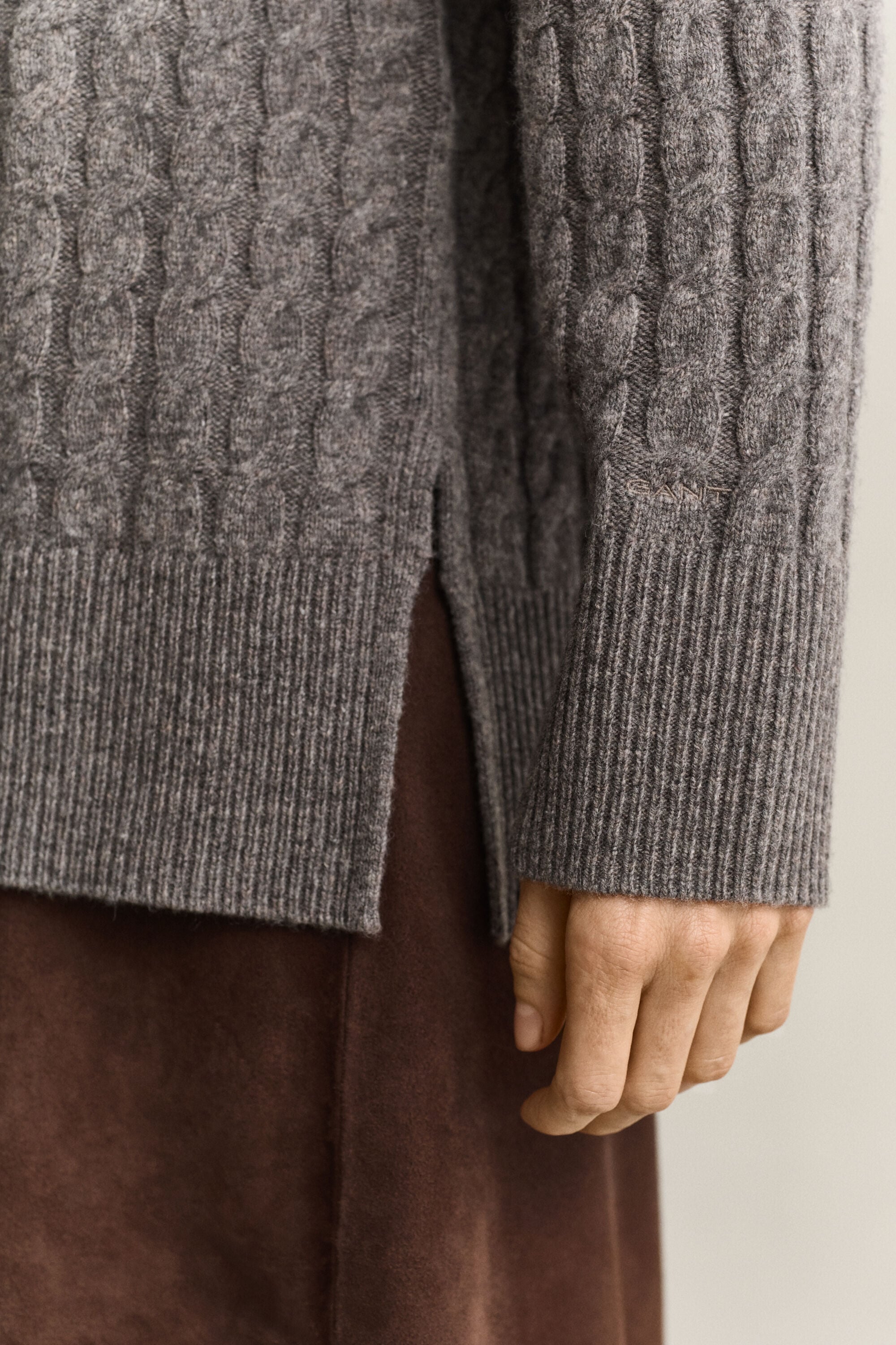Maglia a trecce in cashmere e lana