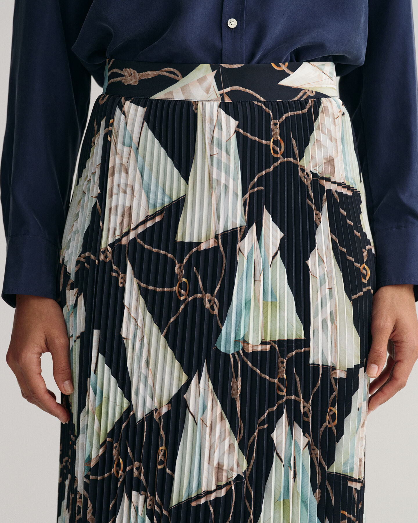 Gonna plissettata con stampa Sailing