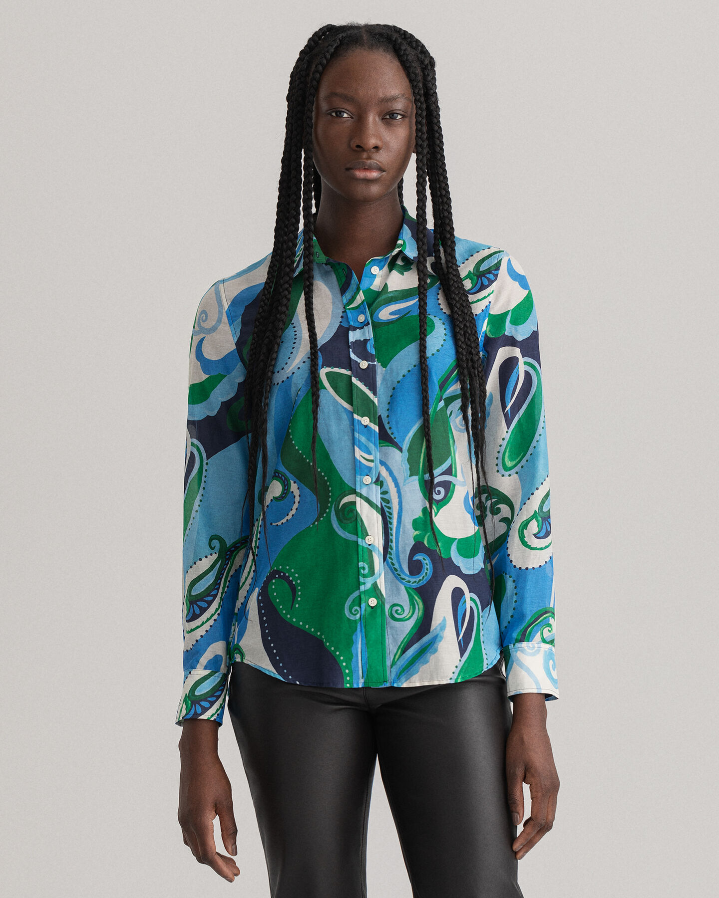 Camicia in misto cotone e seta cachemire regular fit