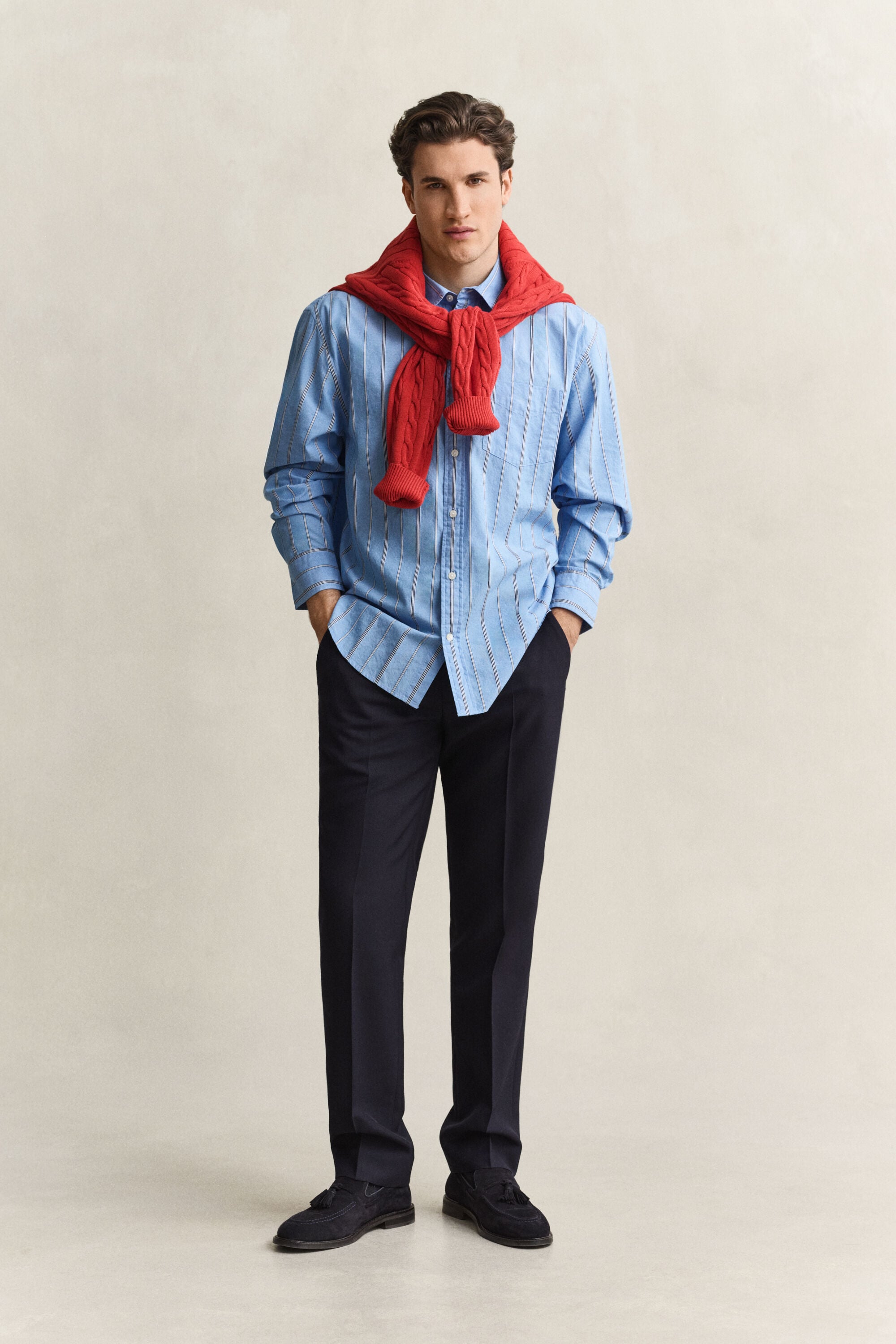 Camicia in tessuto a ratiera a righe relaxed fit