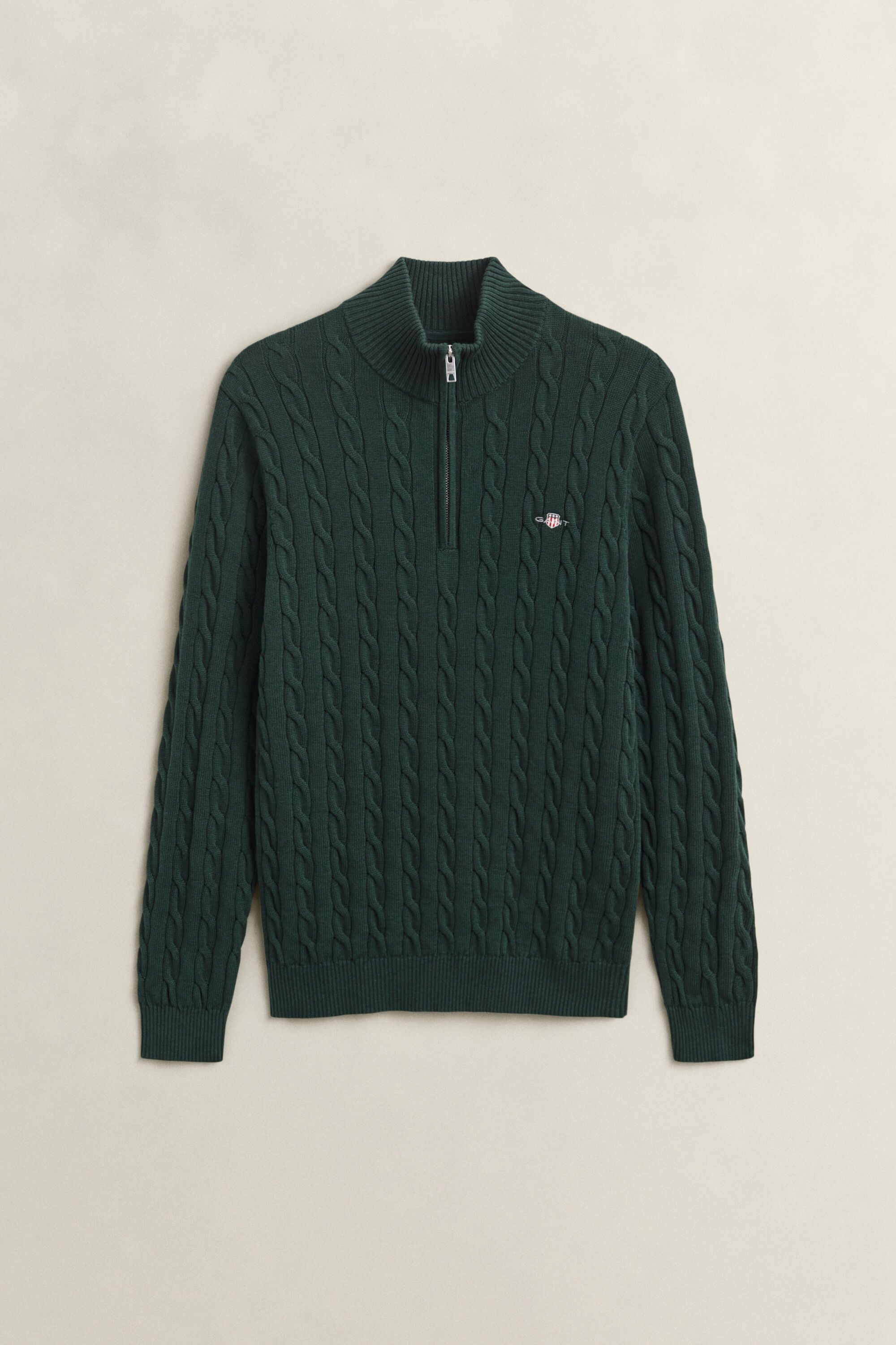 Maglia con zip corta in cotone a trecce