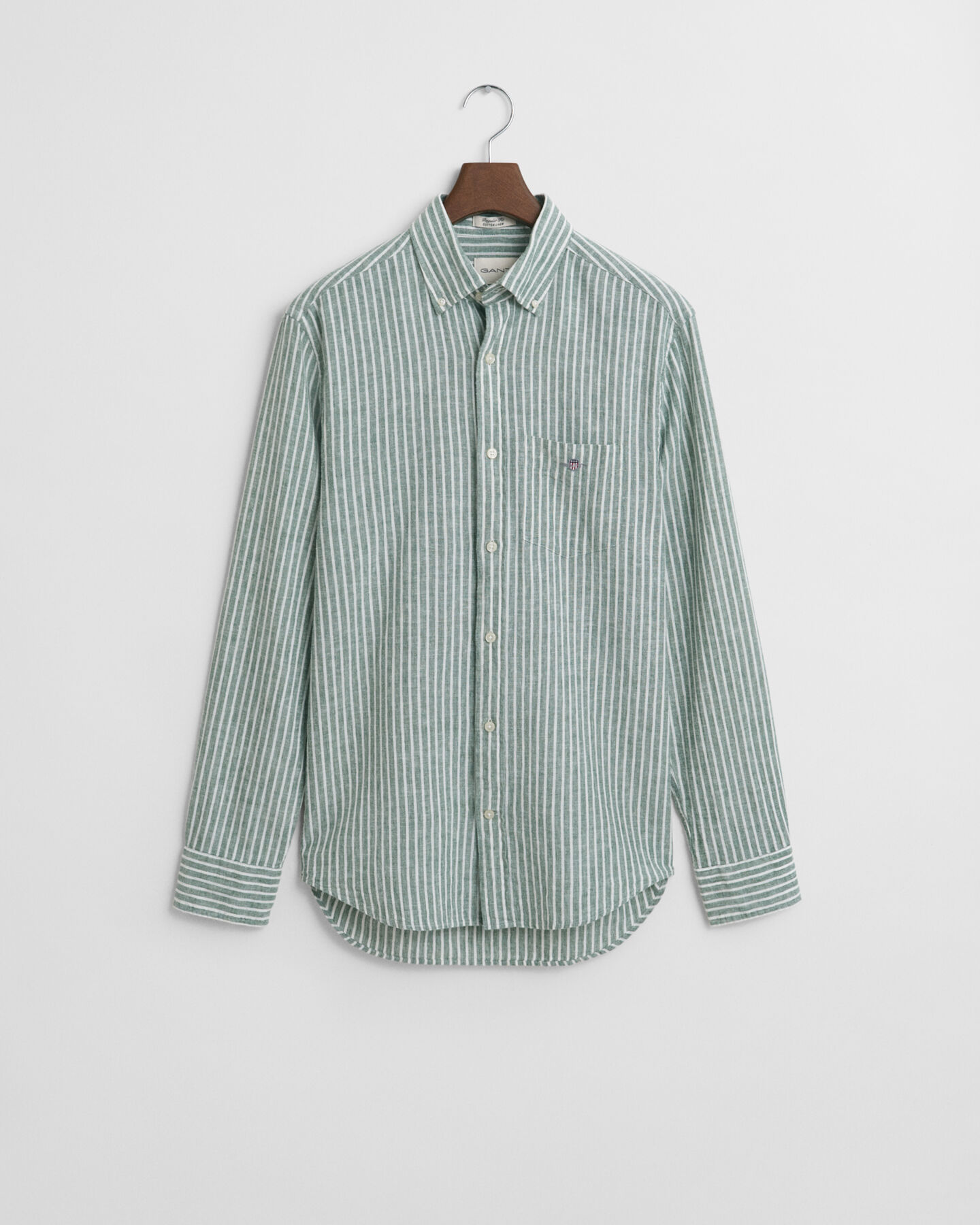 Camicia in misto cotone-lino a righe regular fit