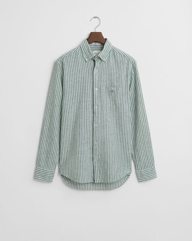 Camicia in misto cotone-lino a righe regular fit