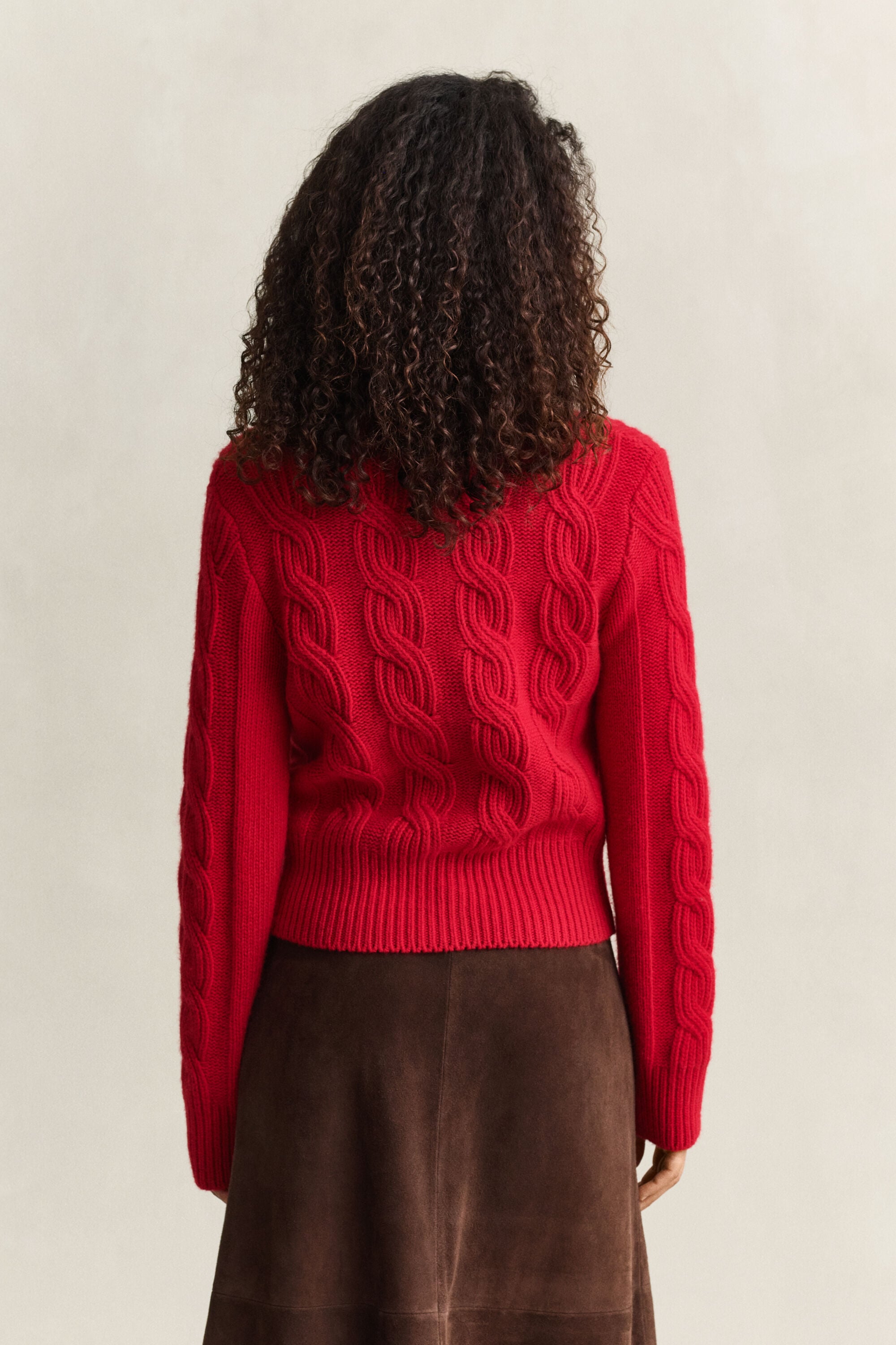 Cardigan in misto lana con lavorazione a trecce