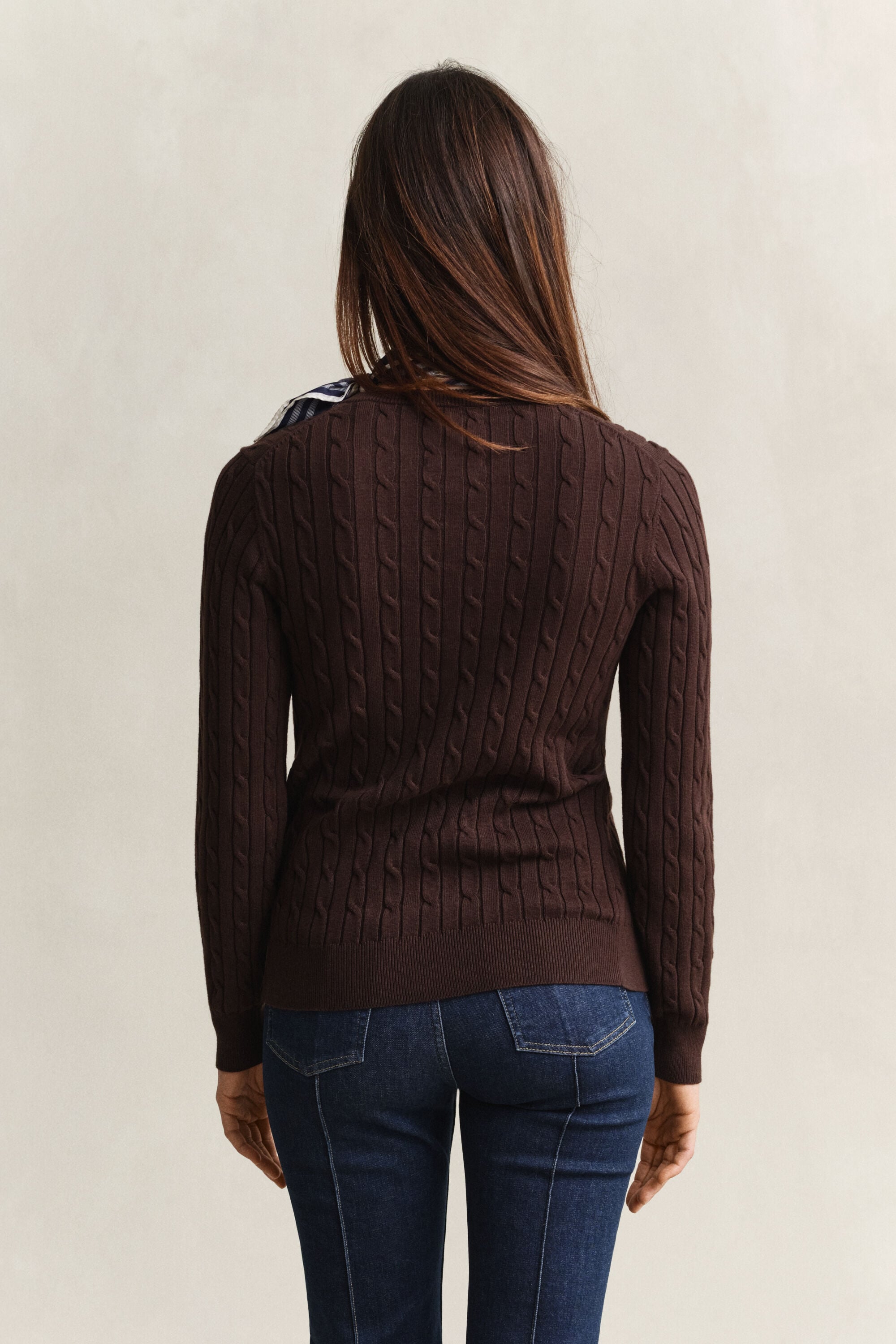 Cardigan in maglia di cotone elasticizzato a trecce