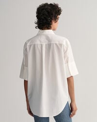 Camicia in misto cotone-seta a maniche corte relaxed fit