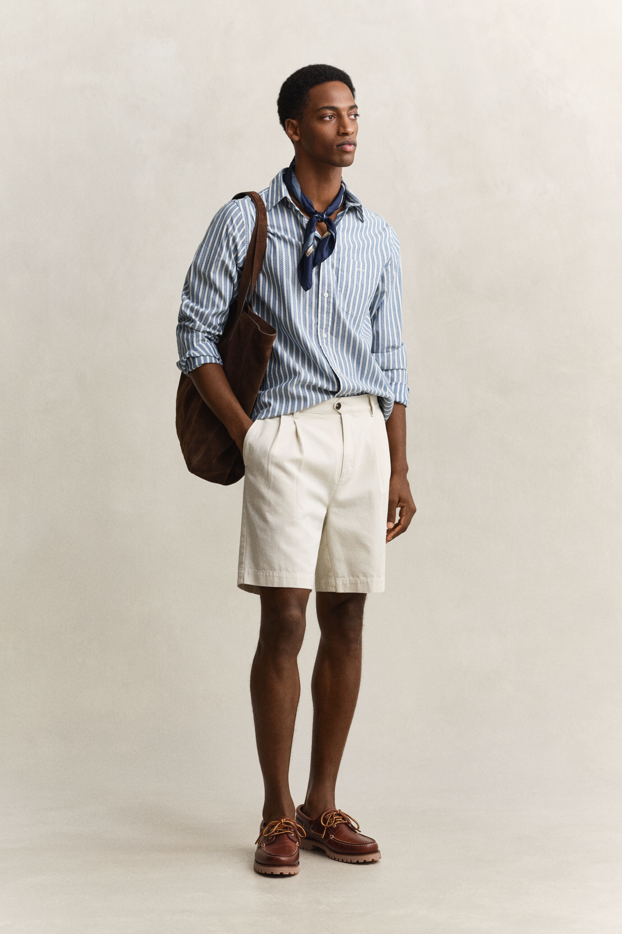 Camicia a righe in tessuto a spina di pesce regular fit